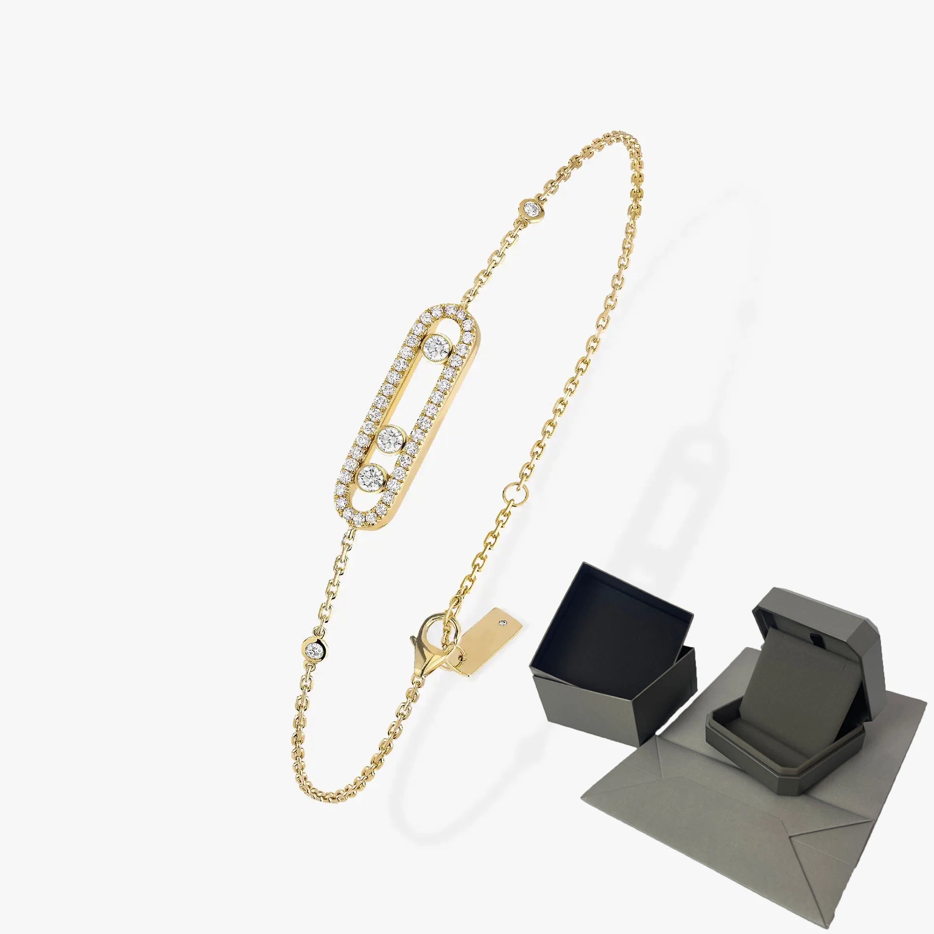 Moissanit-Armband mit drei beweglichen Steinen für Damen