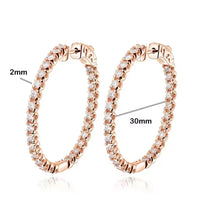 Moissanit-Creolen 2 mm D VVS1 für Damen in S925-Silber mit 18-karätigem Weißgold vergoldet