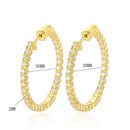 Moissanit-Creolen 2 mm D VVS1 für Damen in S925-Silber mit 18-karätigem Weißgold vergoldet