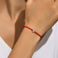 Rotes Seilarmband aus 925er Silber mit Moissanit-Diamanten für Damen