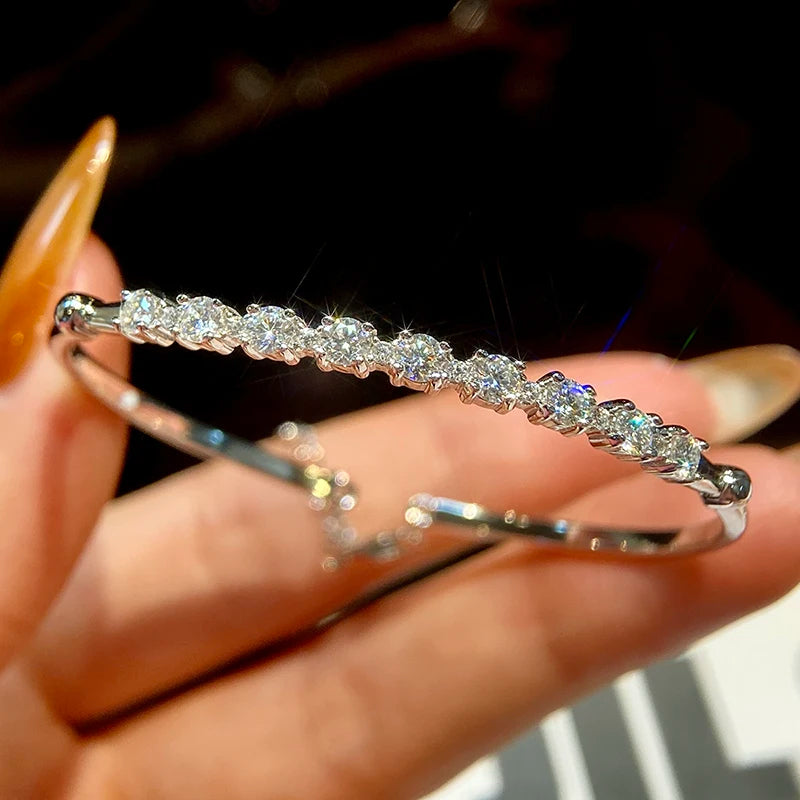 GRA-zertifiziertes Moissanit-Diamantarmband für Damen aus echtem 925er Silber