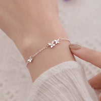 Schmetterlings-Blumen-Armband für Damen, S925-Silber, verstellbar