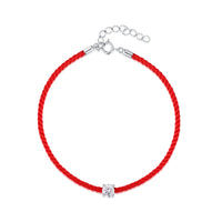 Rotes Seilarmband aus 925er Silber mit Moissanit-Diamanten für Damen