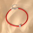 Rotes Seilarmband aus 925er Silber mit Moissanit-Diamanten für Damen