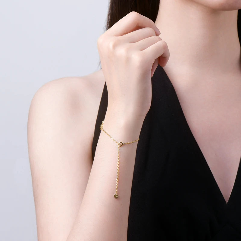 Vierblättriges Moissanit-Blumenarmband für Damen S925 Silber