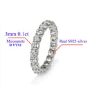 925 Silber Moissanit Ewigkeitsring 2 mm 3 mm mit rundem weißen Diamanten