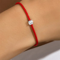 Rotes Seilarmband aus 925er Silber mit Moissanit-Diamanten für Damen