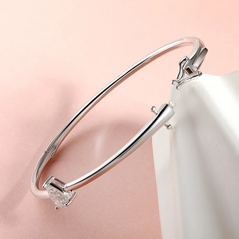 1CT Birnen-Moissanit-Damenarmband, 925er Sterlingsilber