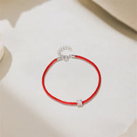Rotes Seilarmband aus 925er Silber mit Moissanit-Diamanten für Damen