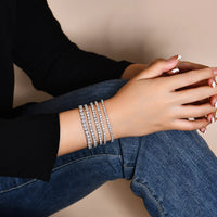 Moissanit-Tennis-Armband für Damen, 4 mm, aus 925er Silber mit Weißgold vergoldet