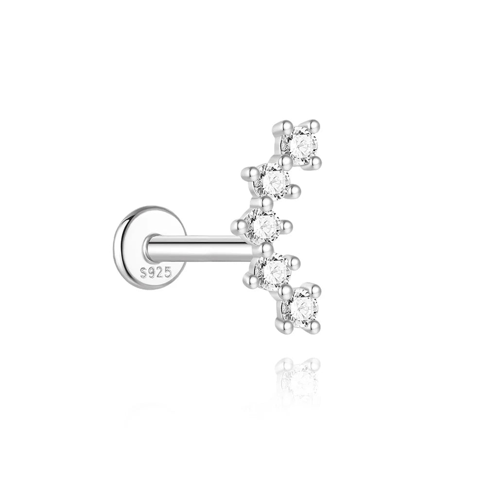 925 Silber Moissanit Ohrringe mit flacher Rückseite für Damen