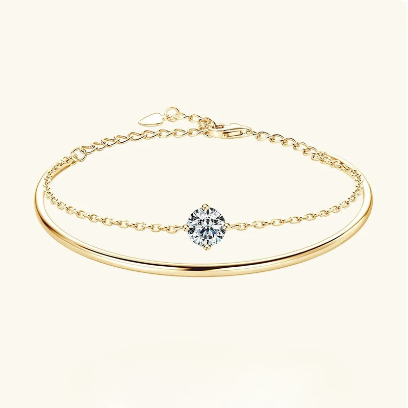 Moissanit-Manschettenarmband für Damen, verstellbar, 6,5 S925 Silber