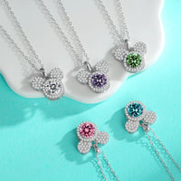 Mickey Full Moissanit Halskette aus 925er Silber