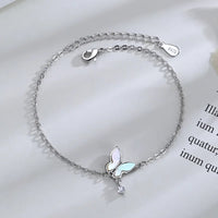 Schmetterlings-Blumen-Armband für Damen, S925-Silber, verstellbar