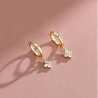 Zirkon-Armband mit vierblättriger Blume für Damen, Gold, Edelstahl