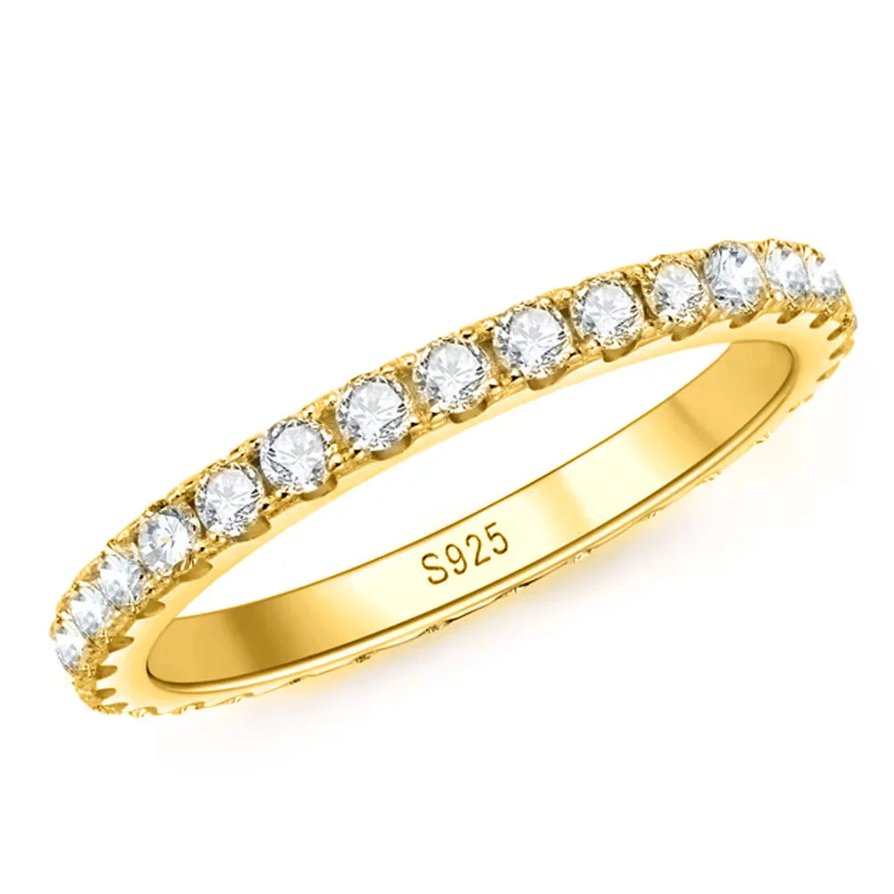Moissanit-Eternity-Ring D 2 mm aus 18 Karat Weißgold